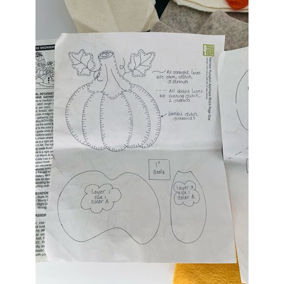 Snowman Craft Pattern And Kit Snow Family Fabric Supplies Cutouts Bonus Pumpkin - Picture 8 of 10